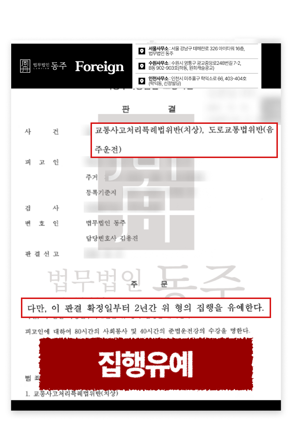 음주운전 초범 외국인, 집행유예