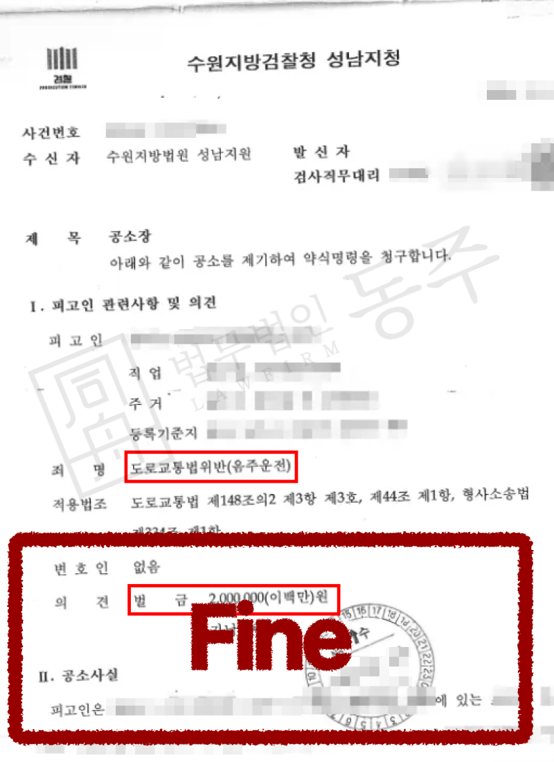 음주운전 0.046% 외국인, 벌금형